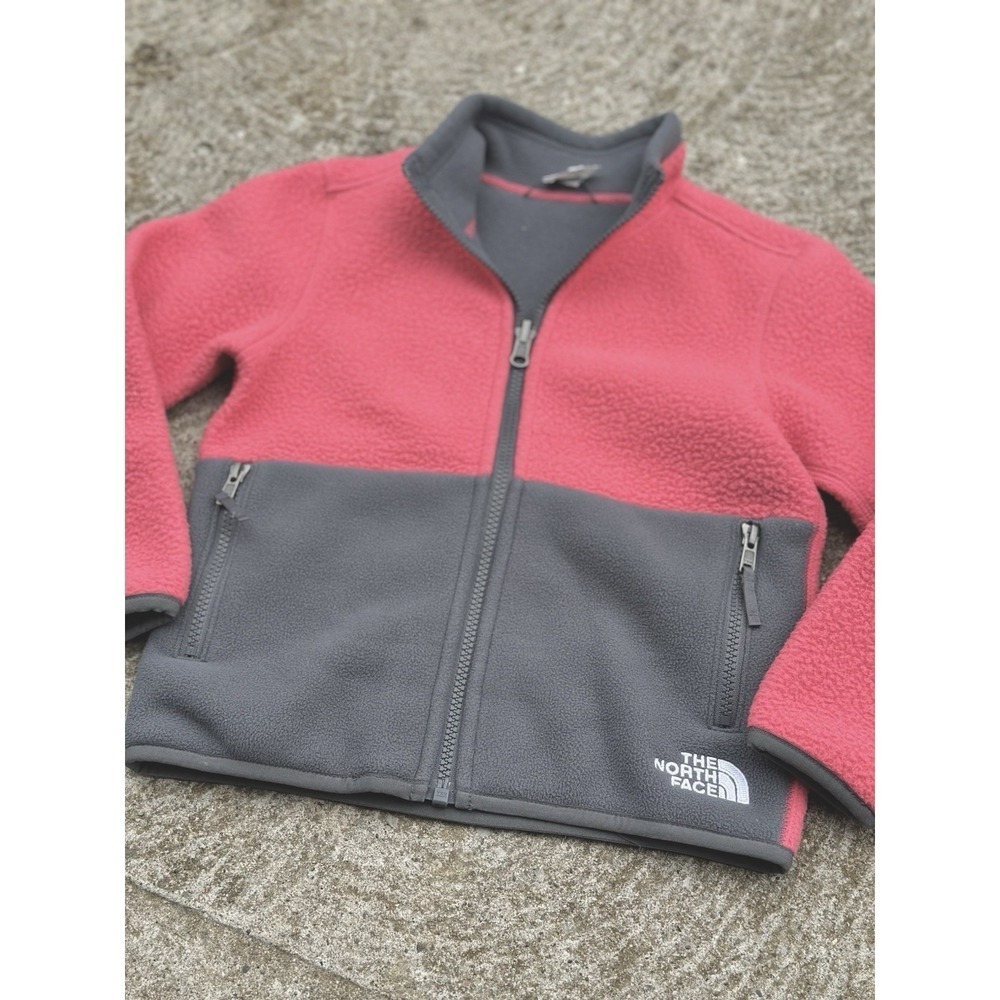The North Face Unisex Kids XXS Pink Gray Fleece Full Zip Jacket with Pockets